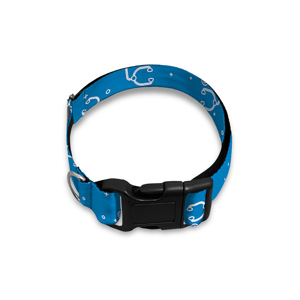 Blue And White Stethoscope Pattern Print Dog Collar