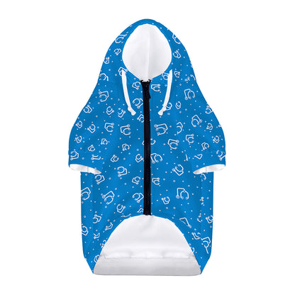 Blue And White Stethoscope Pattern Print Dog Zip Up Hoodie