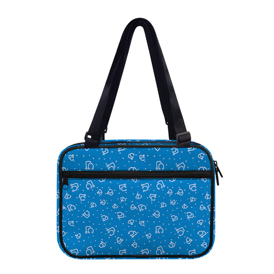 Blue And White Stethoscope Pattern Print Double Strap Bible Bag
