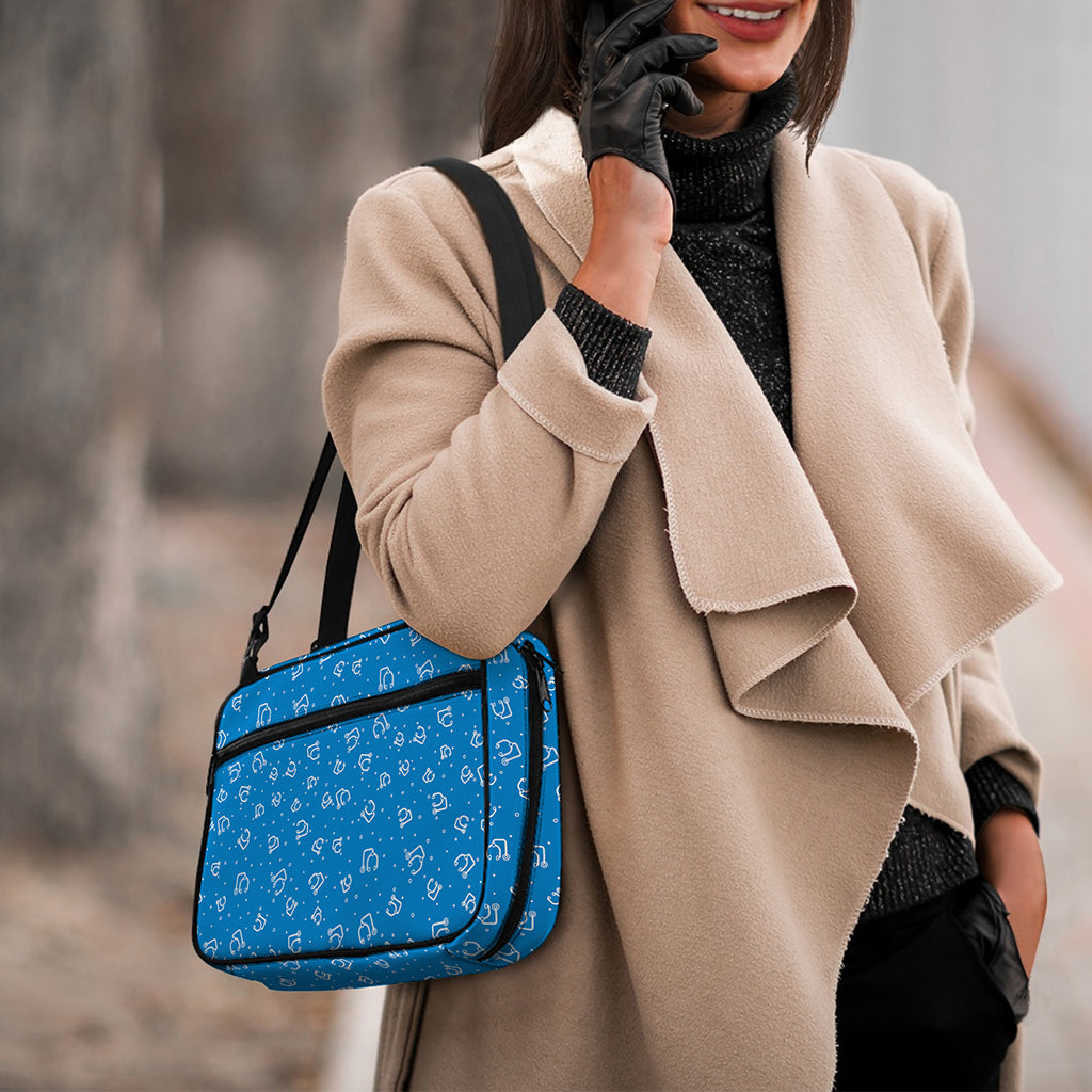 Blue And White Stethoscope Pattern Print Double Strap Bible Bag