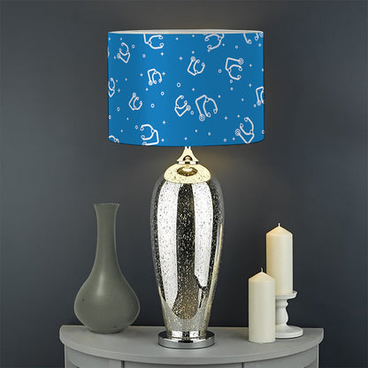 Blue And White Stethoscope Pattern Print Drum Lamp Shade