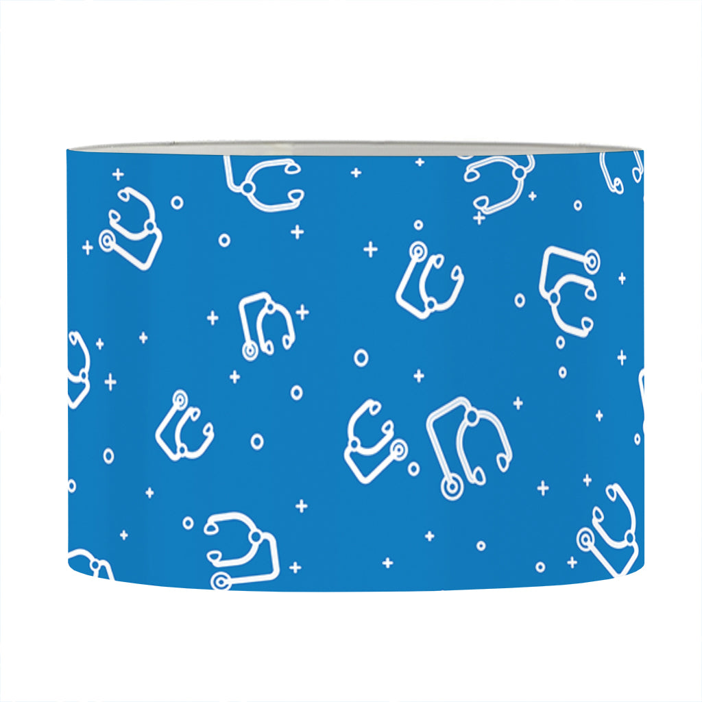Blue And White Stethoscope Pattern Print Drum Lamp Shade