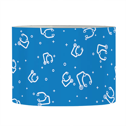 Blue And White Stethoscope Pattern Print Drum Lamp Shade