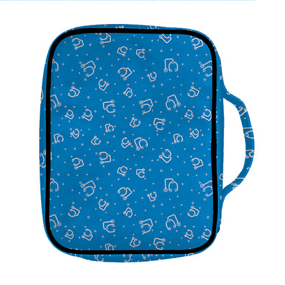 Blue And White Stethoscope Pattern Print Front Pocket Bible Bag