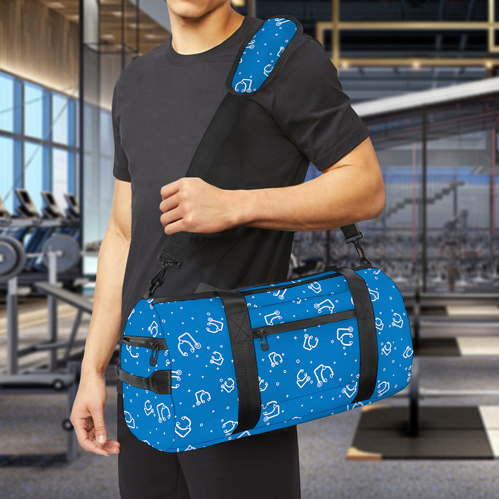 Blue And White Stethoscope Pattern Print Gym Bag