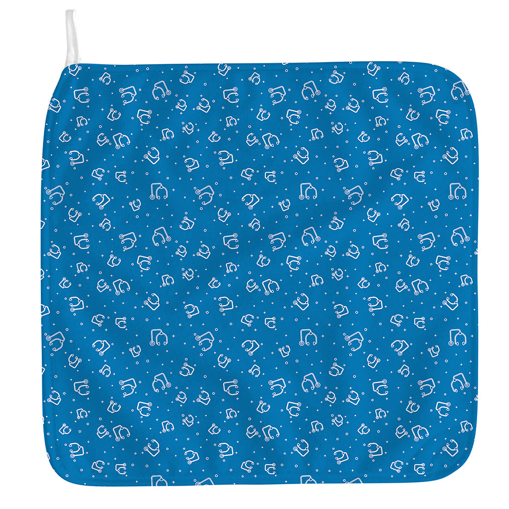 Blue And White Stethoscope Pattern Print Hand Towel