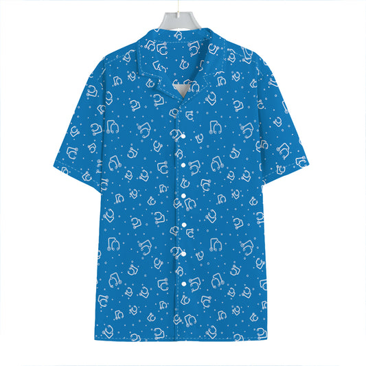 Blue And White Stethoscope Pattern Print Hawaiian Shirt