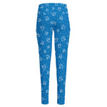 Blue And White Stethoscope Pattern Print High-Waisted Pocket Leggings