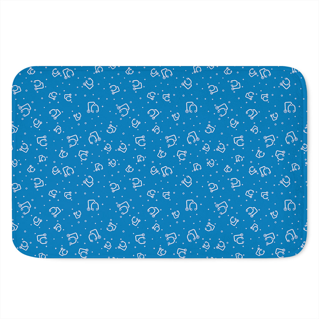 Blue And White Stethoscope Pattern Print Indoor Door Mat