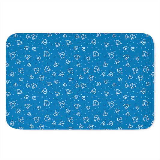 Blue And White Stethoscope Pattern Print Indoor Door Mat