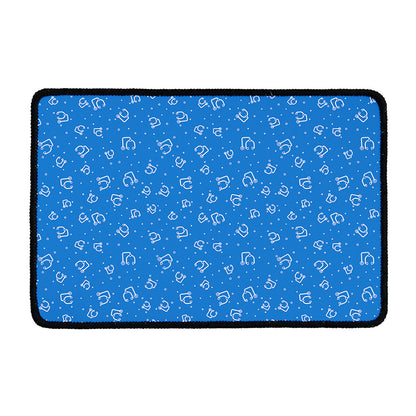Blue And White Stethoscope Pattern Print Kitchen Mat