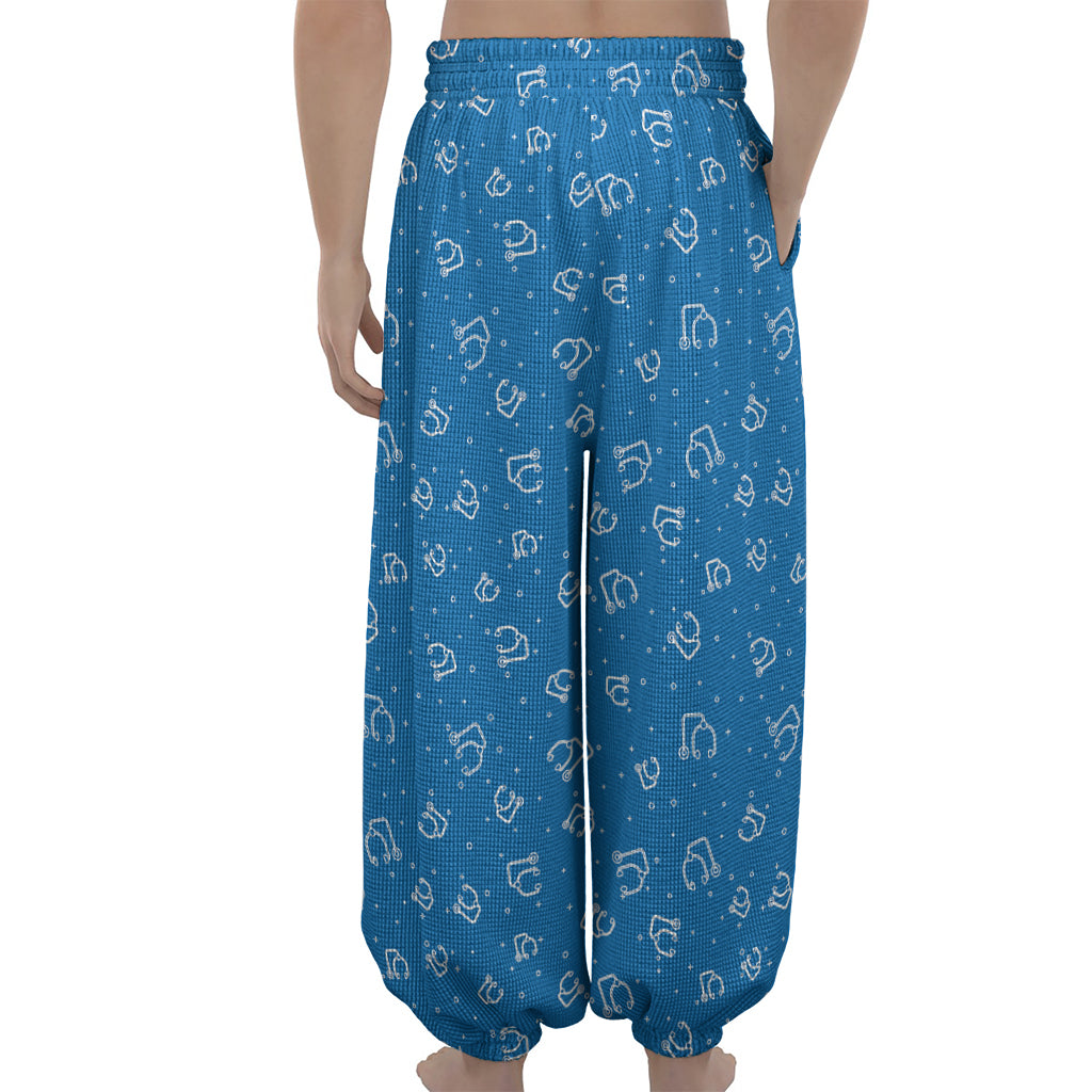 Blue And White Stethoscope Pattern Print Lantern Pants