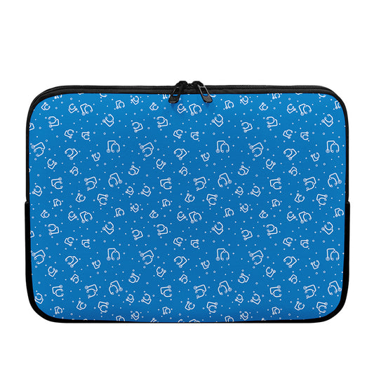 Blue And White Stethoscope Pattern Print Laptop Sleeve