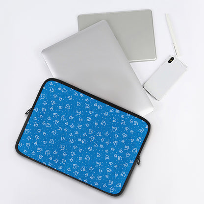 Blue And White Stethoscope Pattern Print Laptop Sleeve