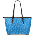 Blue And White Stethoscope Pattern Print Leather Tote Bag With Zipper