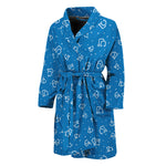 Blue And White Stethoscope Pattern Print Men's Bathrobe