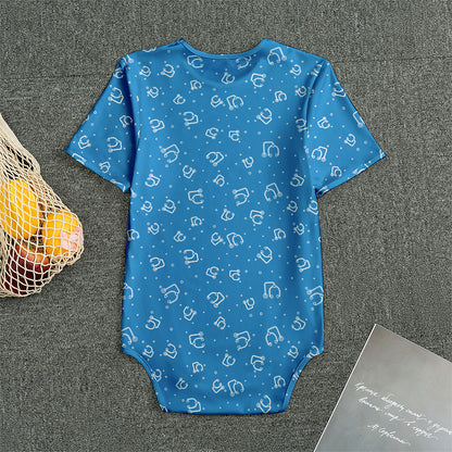 Blue And White Stethoscope Pattern Print Men's Bodysuit