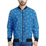 Blue And White Stethoscope Pattern Print Men's Bomber Jacket