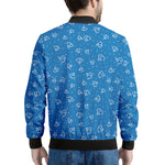 Blue And White Stethoscope Pattern Print Men's Bomber Jacket