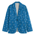 Blue And White Stethoscope Pattern Print Men's Cotton Blazer