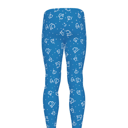Blue And White Stethoscope Pattern Print Men's leggings