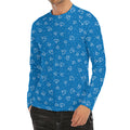 Blue And White Stethoscope Pattern Print Men's Long Sleeve Rash Guard