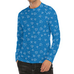 Blue And White Stethoscope Pattern Print Men's Long Sleeve Rash Guard