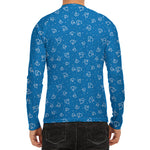 Blue And White Stethoscope Pattern Print Men's Long Sleeve Rash Guard