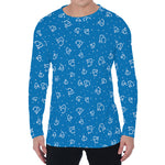 Blue And White Stethoscope Pattern Print Men's Long Sleeve T-Shirt