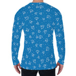 Blue And White Stethoscope Pattern Print Men's Long Sleeve T-Shirt