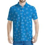 Blue And White Stethoscope Pattern Print Men's Polo Shirt