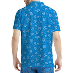 Blue And White Stethoscope Pattern Print Men's Polo Shirt
