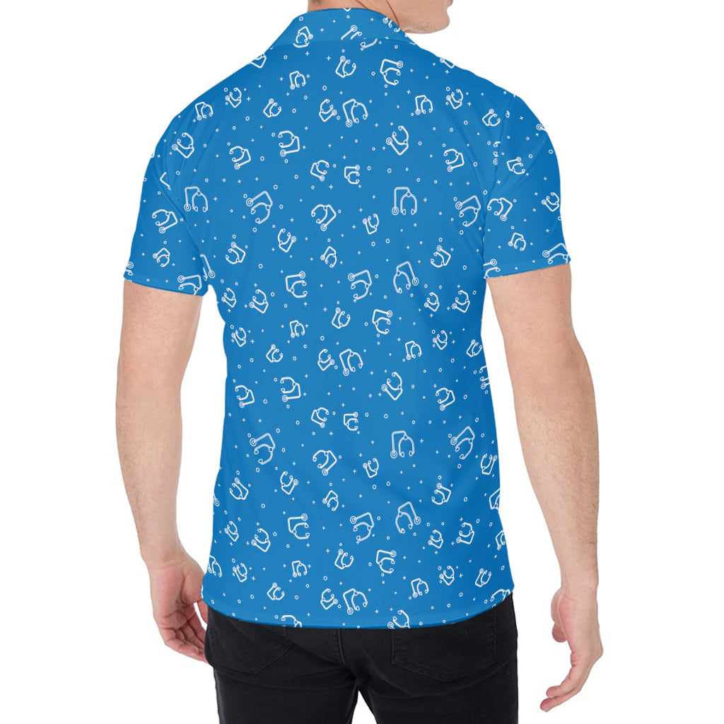 Blue And White Stethoscope Pattern Print Men's Shirt