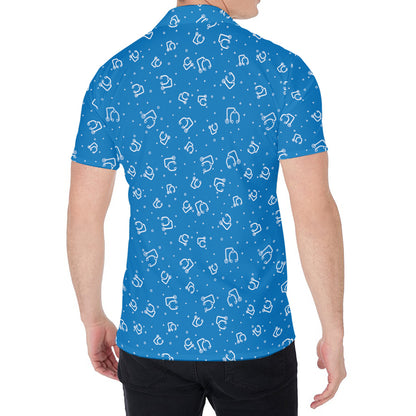 Blue And White Stethoscope Pattern Print Men's Shirt