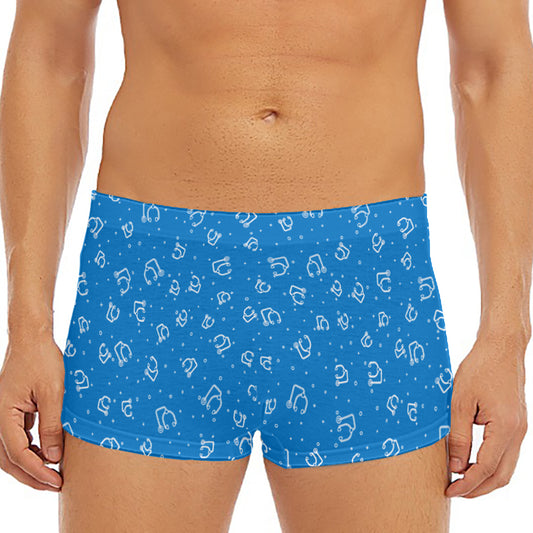 Blue And White Stethoscope Pattern Print Men's Short Boxer Briefs