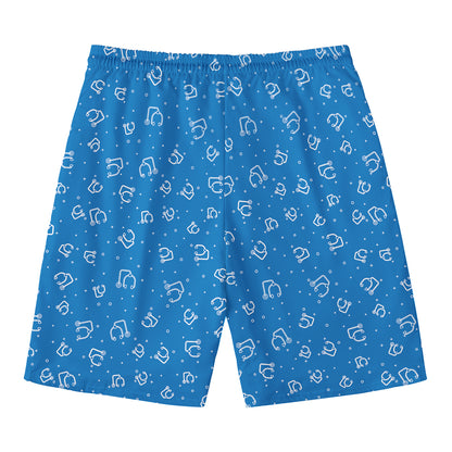 Blue And White Stethoscope Pattern Print Men's Swim Trunks