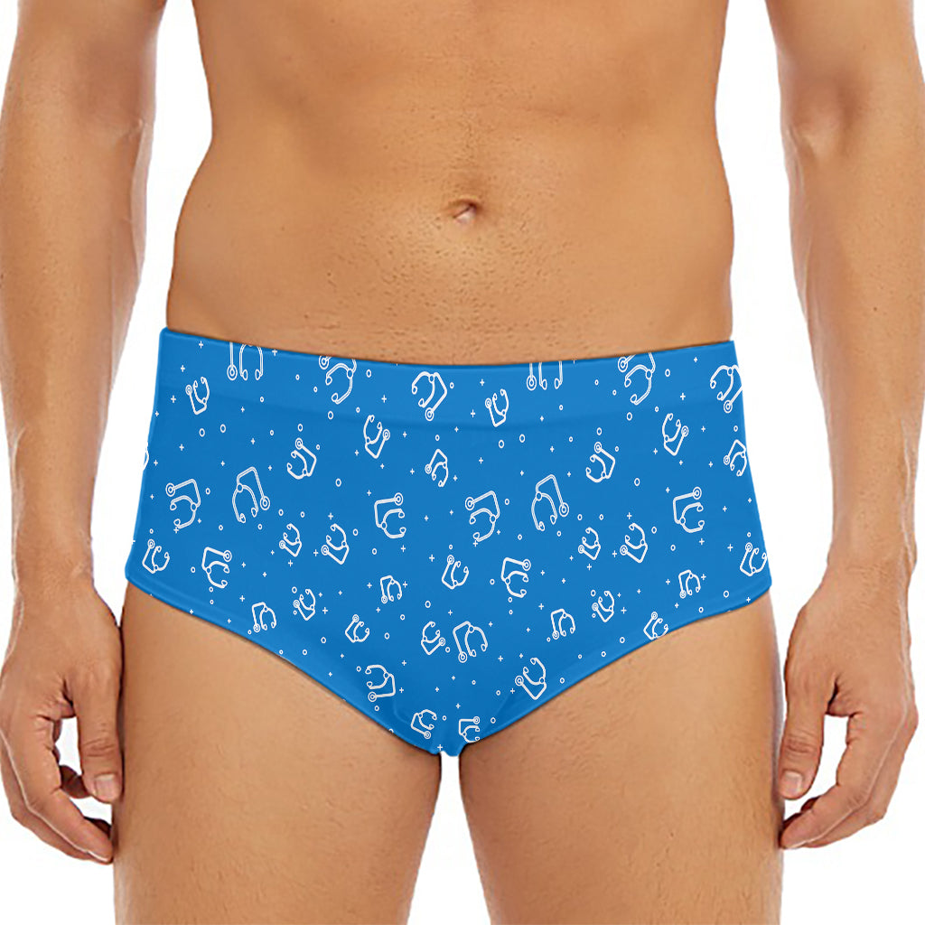 Blue And White Stethoscope Pattern Print Men's Triangle Swim Briefs