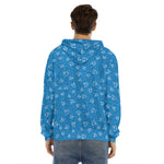 Blue And White Stethoscope Pattern Print Men's Velvet Pullover Hoodie