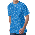 Blue And White Stethoscope Pattern Print Men's Velvet T-Shirt