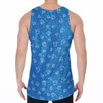 Blue And White Stethoscope Pattern Print Men's Velvet Tank Top