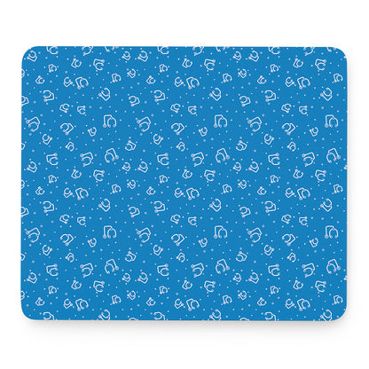 Blue And White Stethoscope Pattern Print Mouse Pad