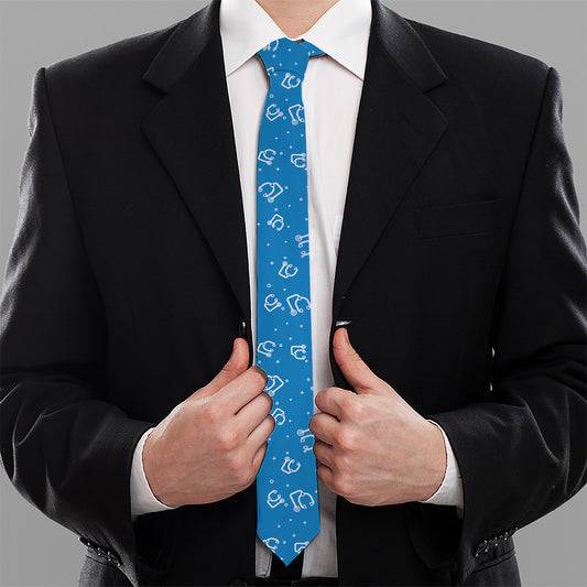 Blue And White Stethoscope Pattern Print Necktie
