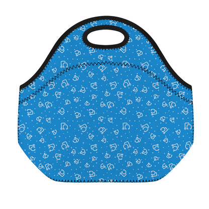 Blue And White Stethoscope Pattern Print Neoprene Lunch Bag