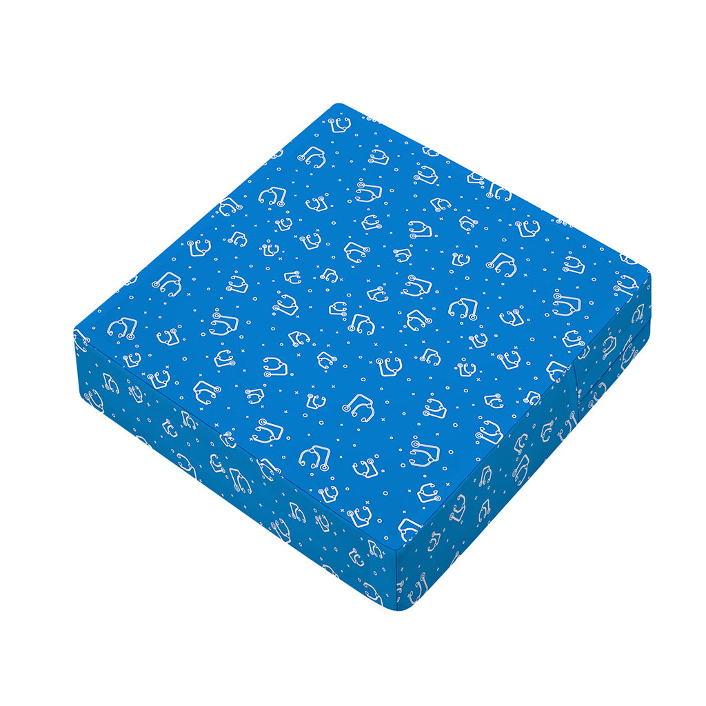 Blue And White Stethoscope Pattern Print Outdoor Seat Cushion Cover