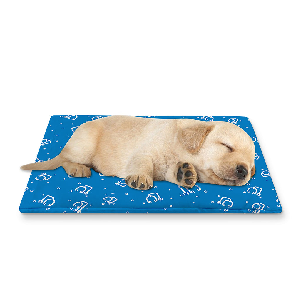 Blue And White Stethoscope Pattern Print Pet Cooling Mat Cover