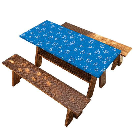 Blue And White Stethoscope Pattern Print Picnic Table Cover