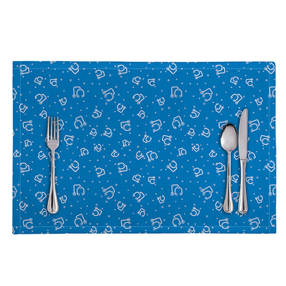 Blue And White Stethoscope Pattern Print Placemat