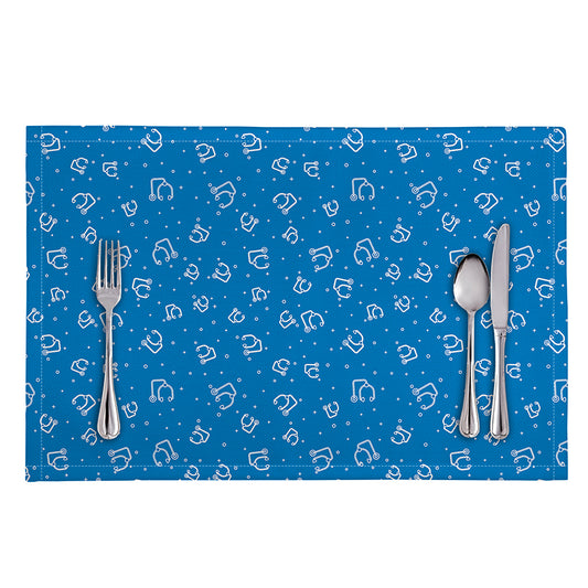 Blue And White Stethoscope Pattern Print Placemat