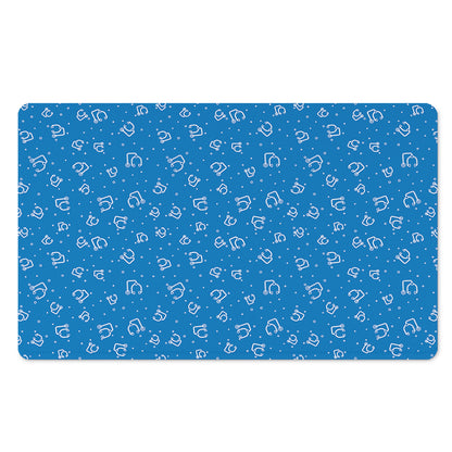 Blue And White Stethoscope Pattern Print Polyester Doormat