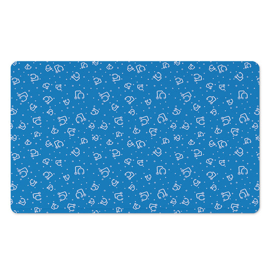 Blue And White Stethoscope Pattern Print Polyester Doormat